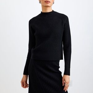 Raglan Ribbed Sweater ~ Black